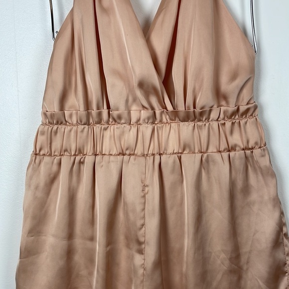 Shinestar V neck elastic waist crisscross spaghetti strap pale pink romper LG - Picture 5 of 10